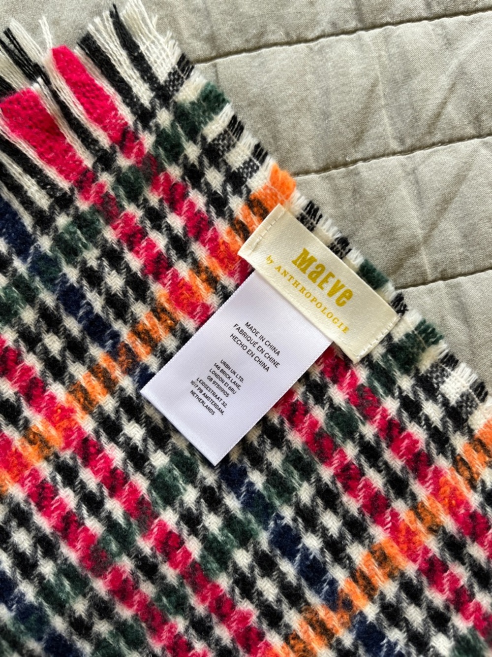 MAEVE x ANTHROPOLOGIE Plaid Fringe Scarf - Pink, Orange, Green, Navy, Black